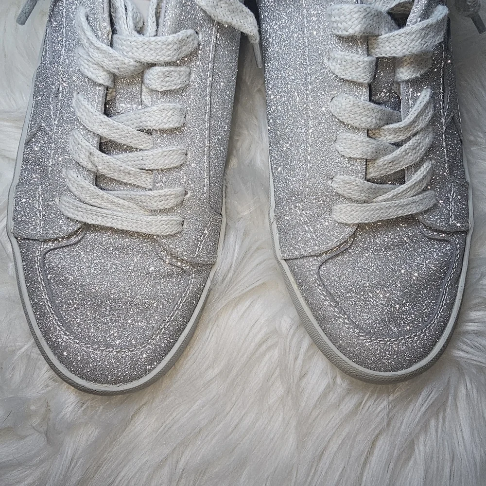 Vintage Havana Kara Silver Matt Star Glitter Sequins Sneakers